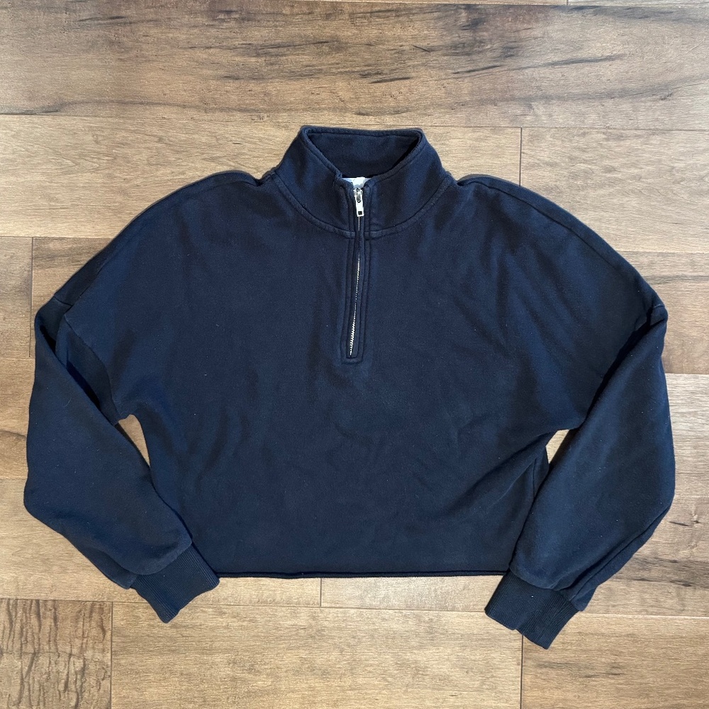 Garage Quarter Zip Cropped Black Size XS